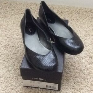 Leather snakeskin ballet flats